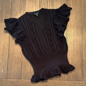 Express Black Textured Ruffle Blouse